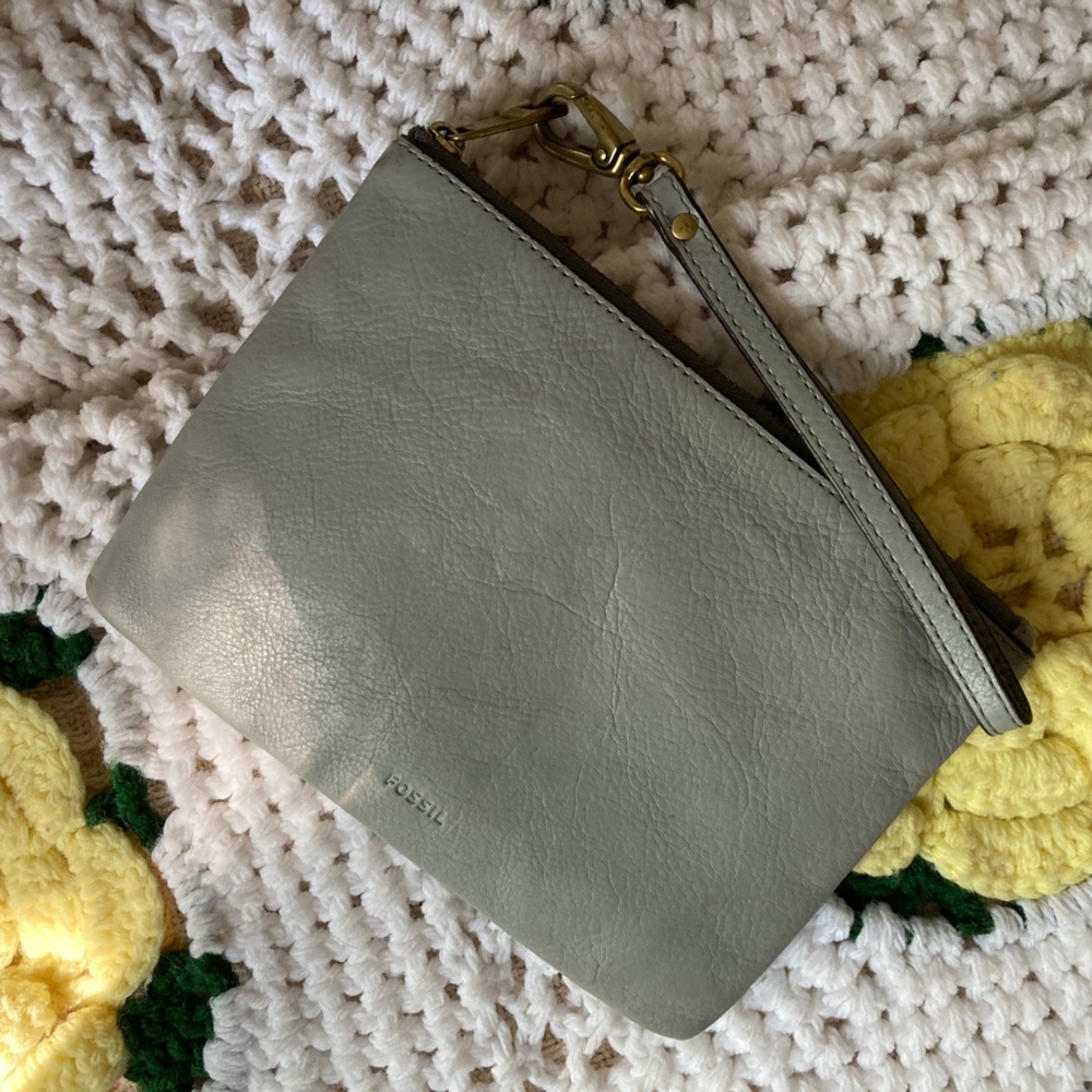 Grey Fossil Wristlet